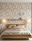 Linen & Leaf neutral beige leaf adding character to a cozy bedroom