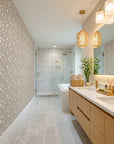 Linen & Leaf neutral beige leaf creating ambiance in a serene bathroom