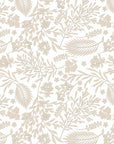 Linen-like peel and stick wallpaper with soft neutral botanical branches - Linen Whisper