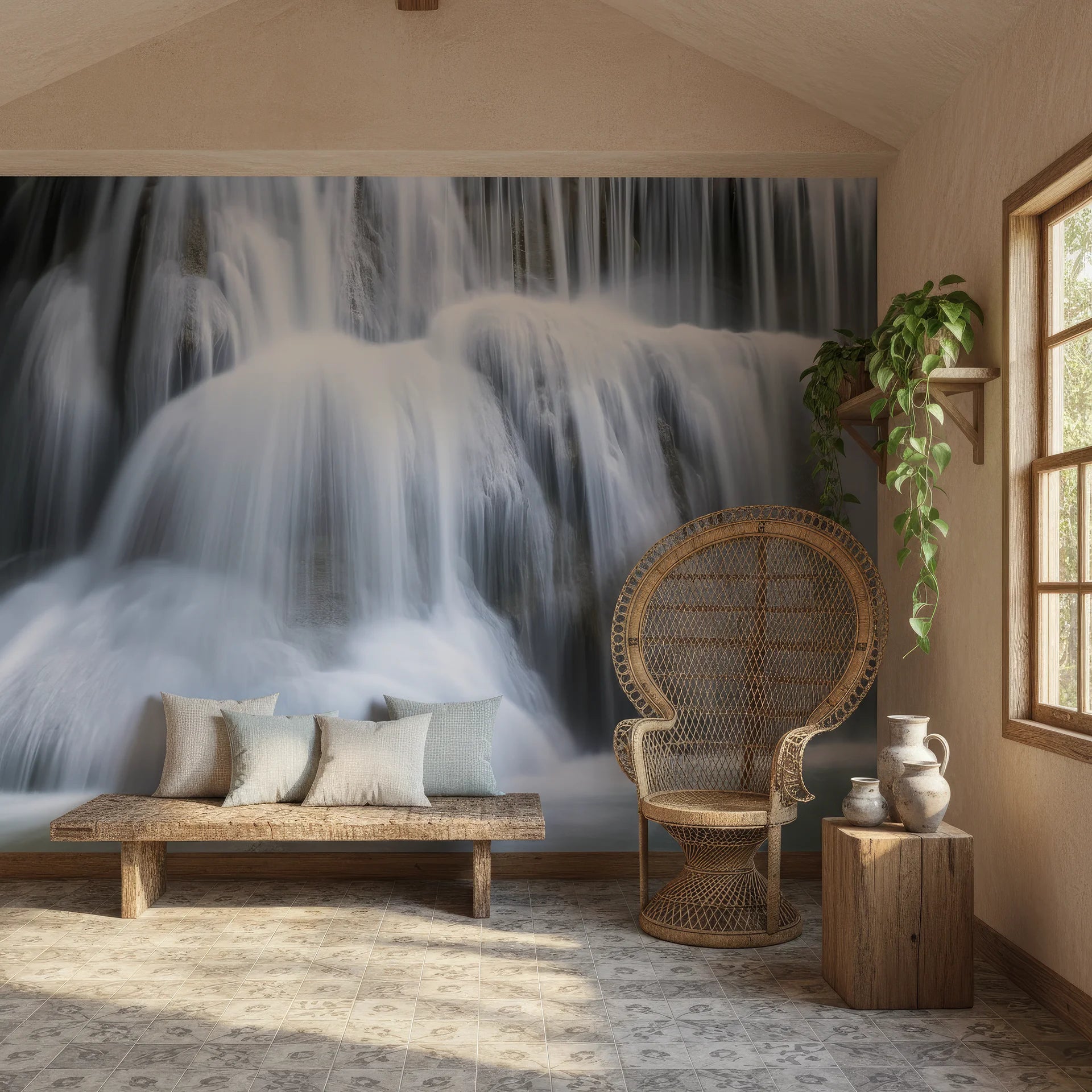 Water in motion showing dynamic fluidity and flow peel and stick wallpaper