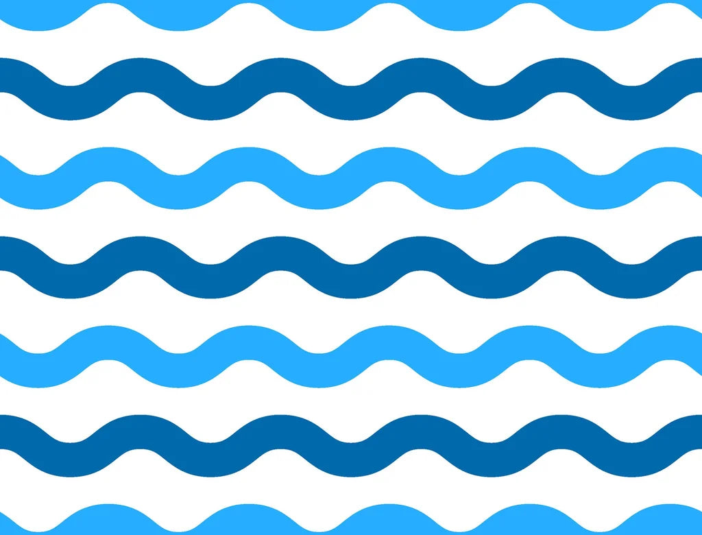 Blue and white nautical wave pattern peel and stick wallpaper - Liquid Rhythm