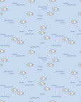 Smooth pale fish and waves peel and stick wallpaper - Little Minnows