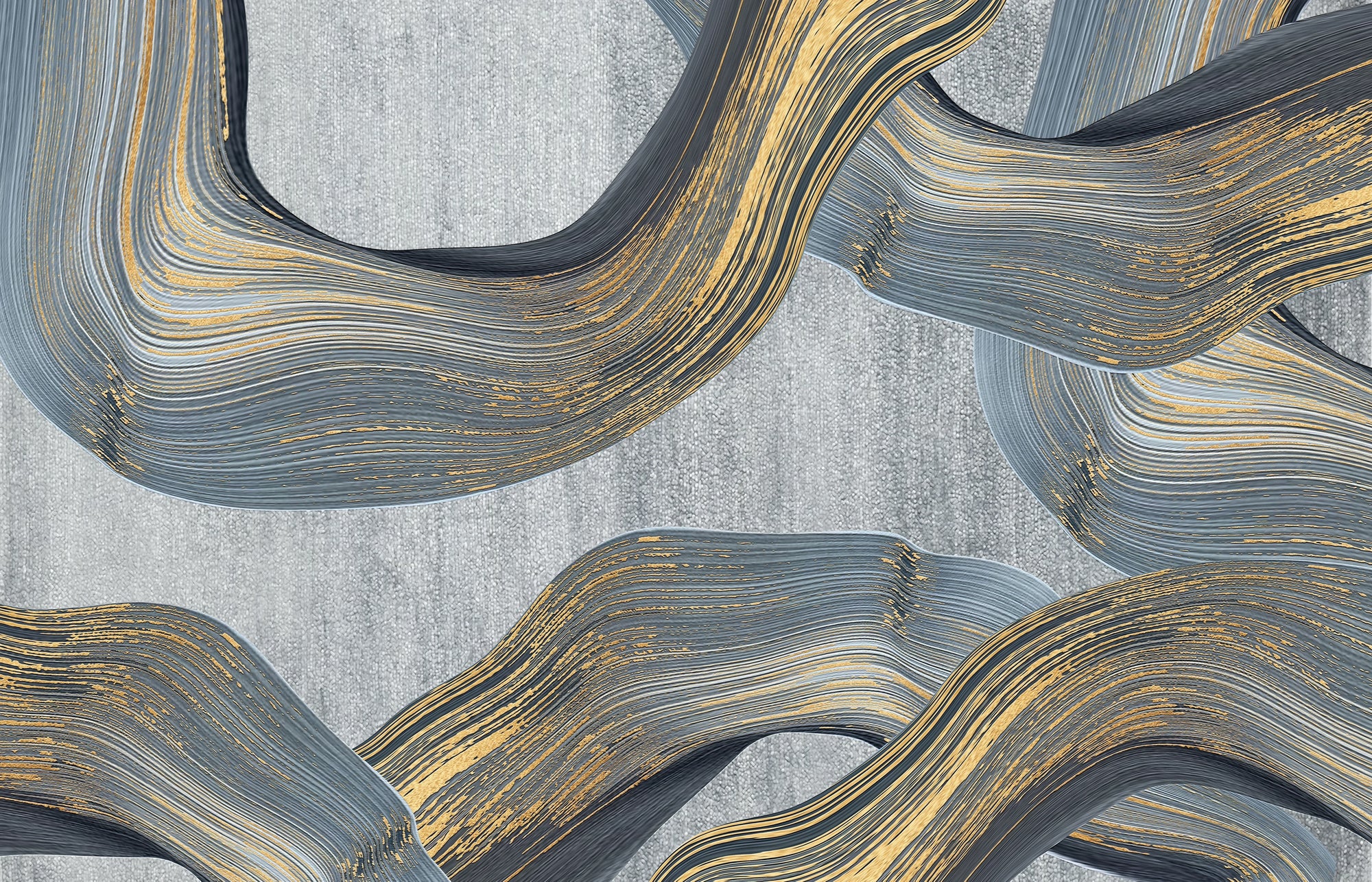 Textured silver and gold marbled ribbon peel and stick wallpaper - Marbled Ribbons