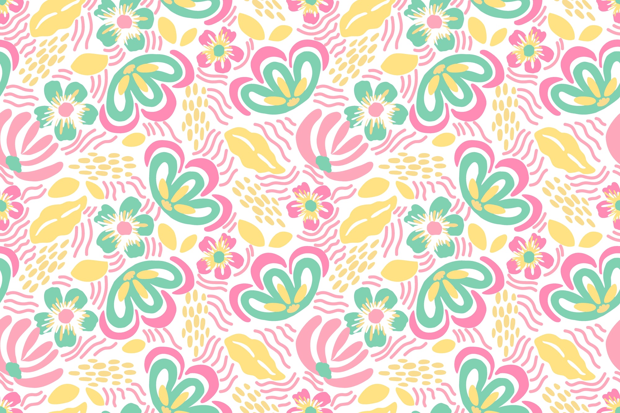 Smooth peel and stick wallpaper with playful pastel abstract florals - Matisse Meadow