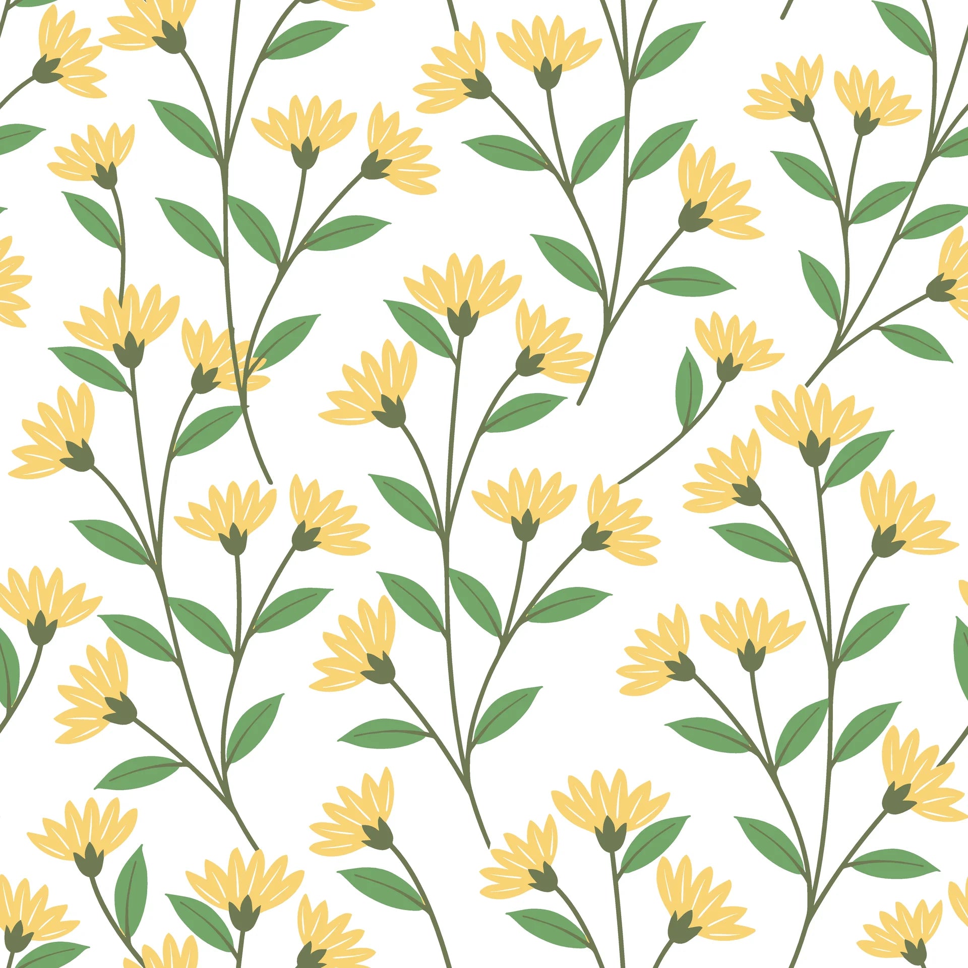 Smooth light yellow floral peel and stick wallpaper - Meadow Light