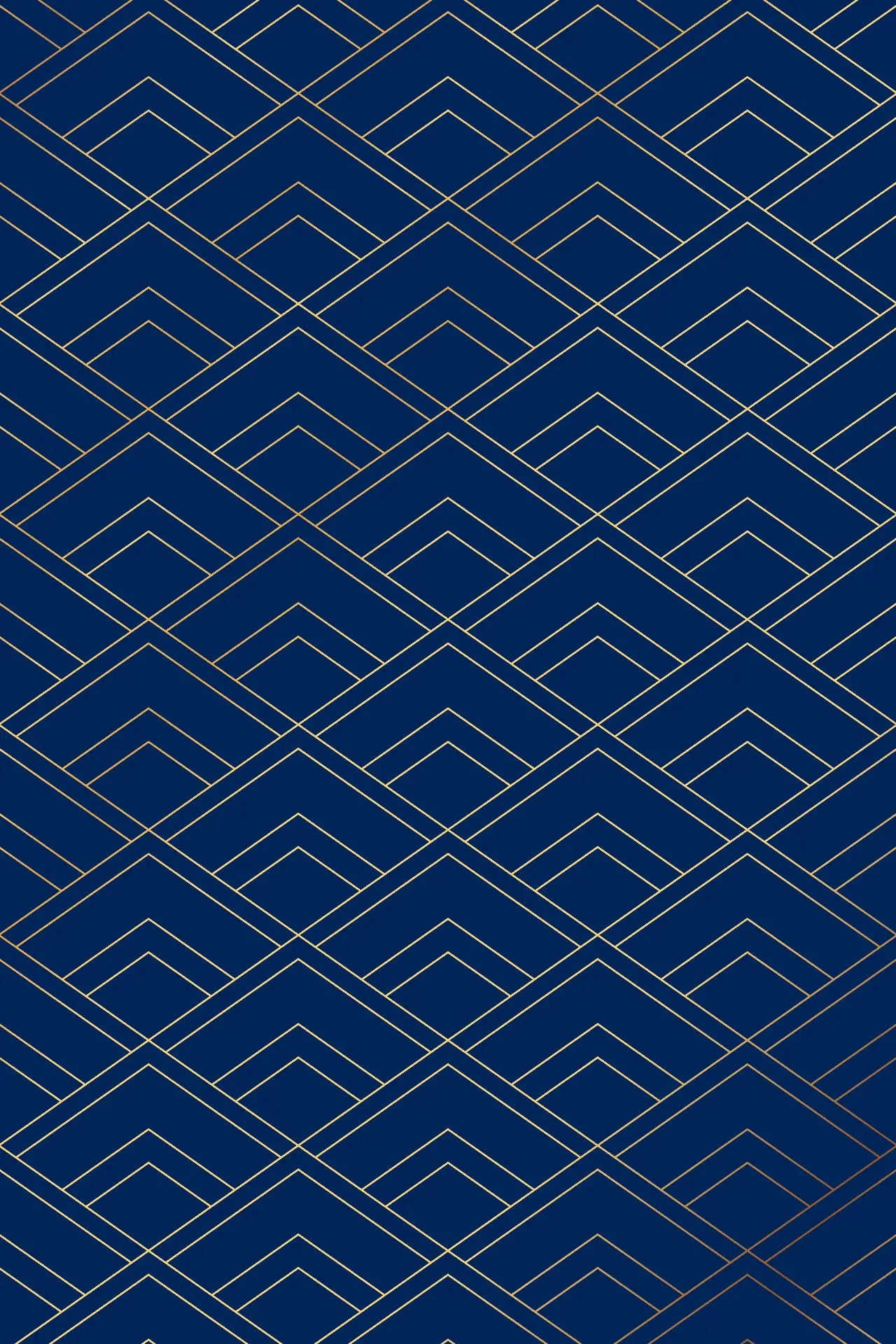 Midnight Crossing bold navy and gold geometric wallpaper