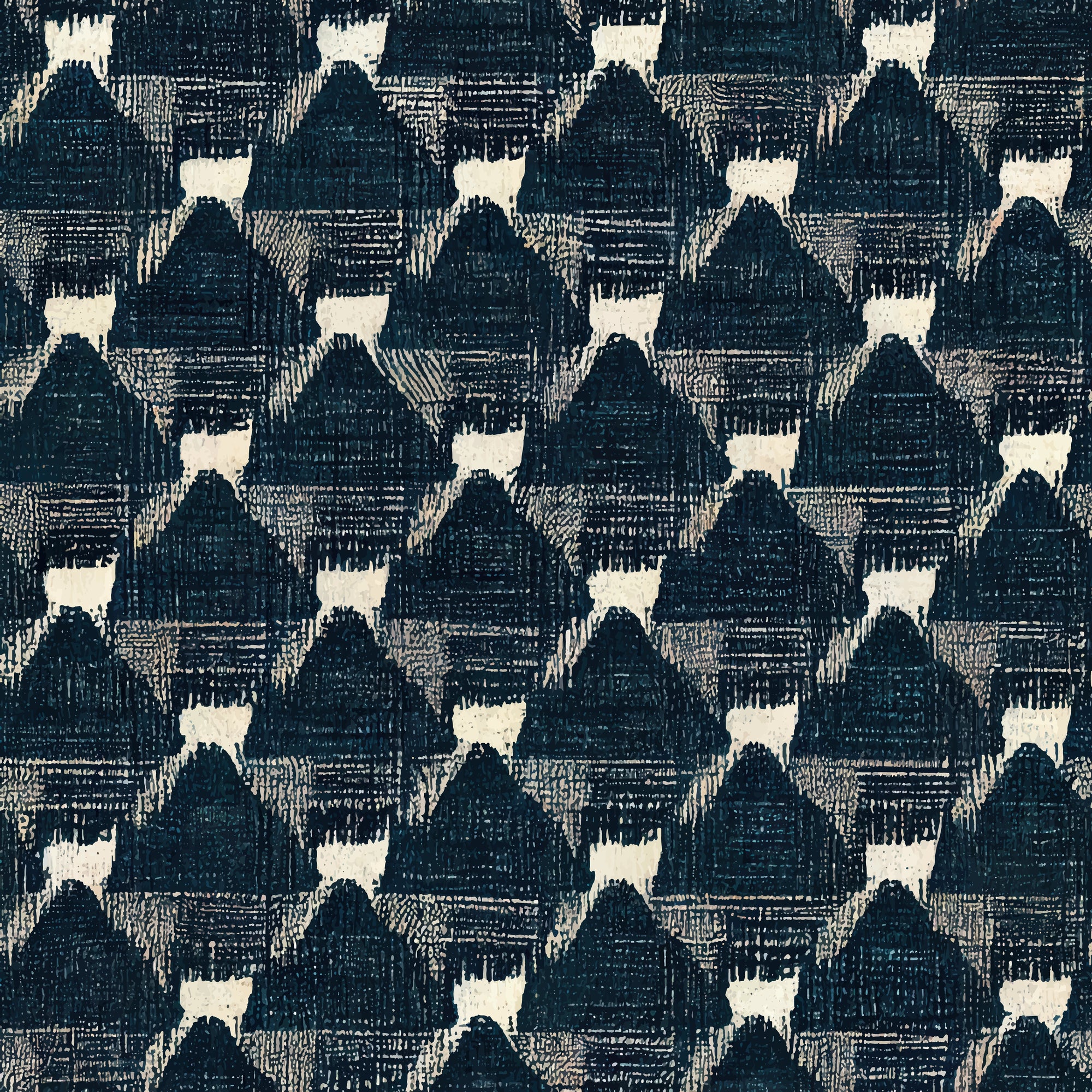 Textured navy and ivory abstract peel and stick wallpaper - Midnight Mosaic
