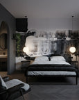 Contemporary black and white wall covering with dramatic movement
