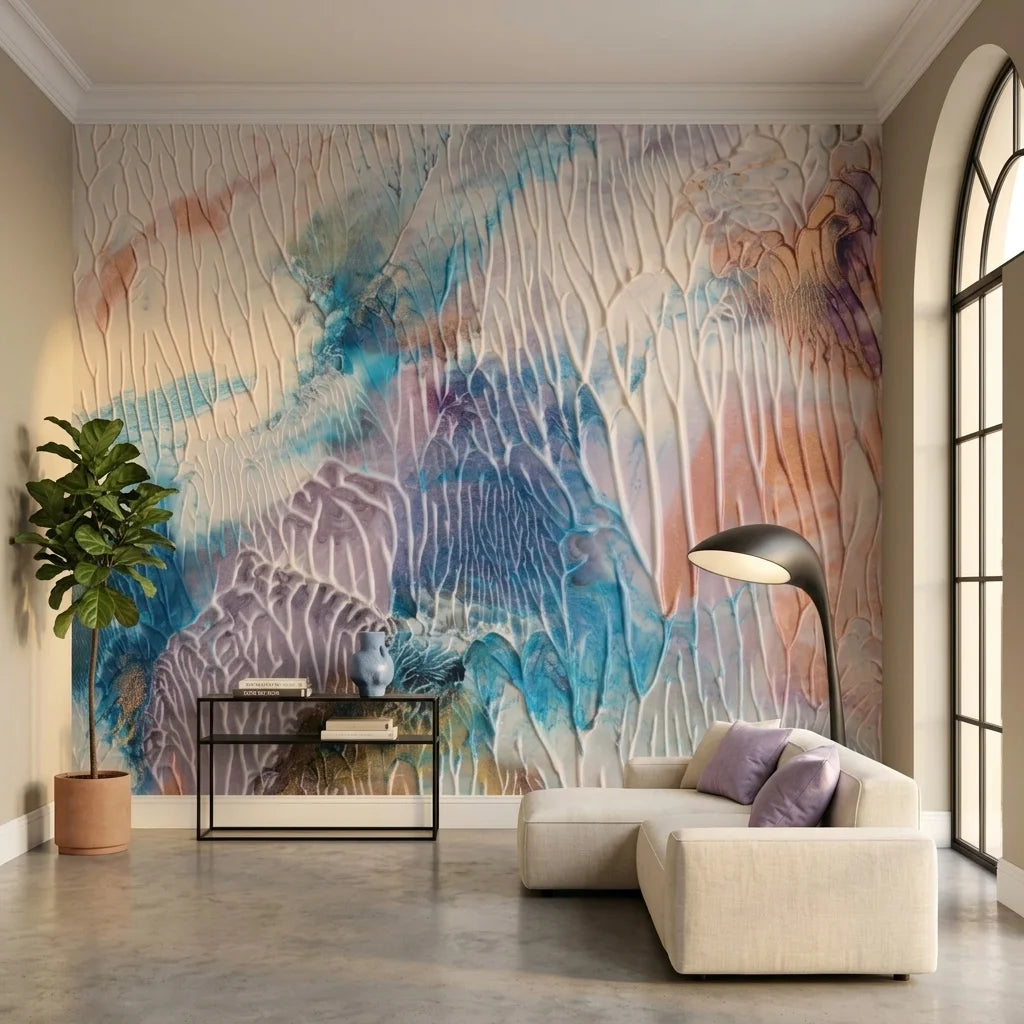 Textured pastel crystalline abstract mineral peel and stick wallpaper - Mineral Bloom