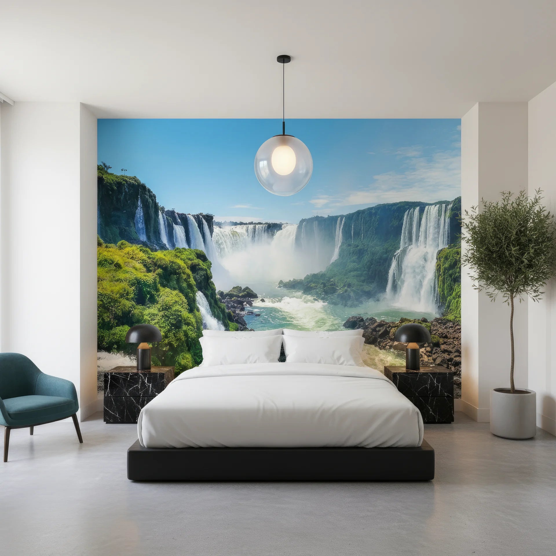 Soft mist combined with dramatic power of nature removable wall mural