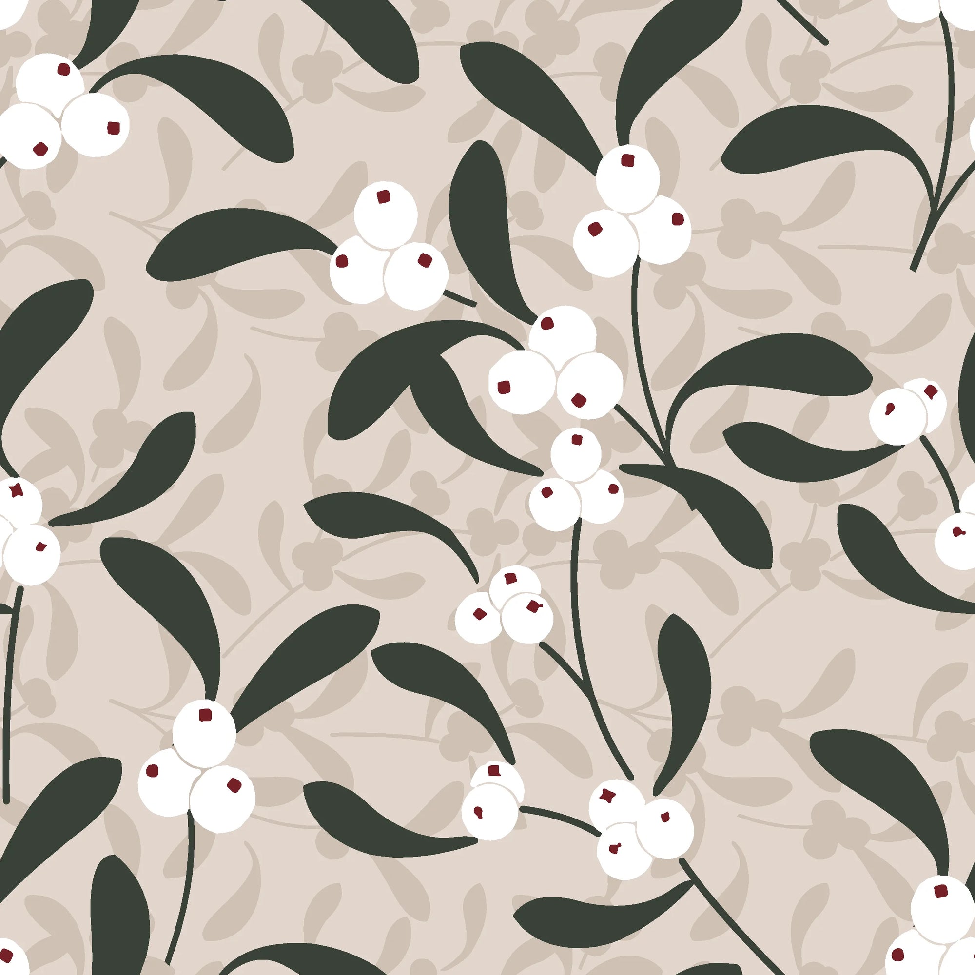 Mistletoe Trail neutral botanical peel and stick wallpaper
