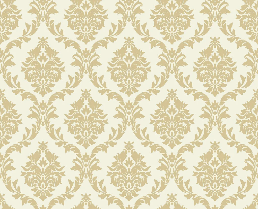 Misty Fern Romance soft gold damask wallpaper
