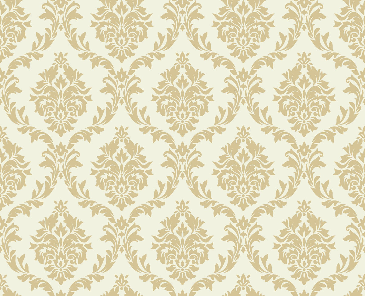 Misty Fern Romance soft gold damask wallpaper