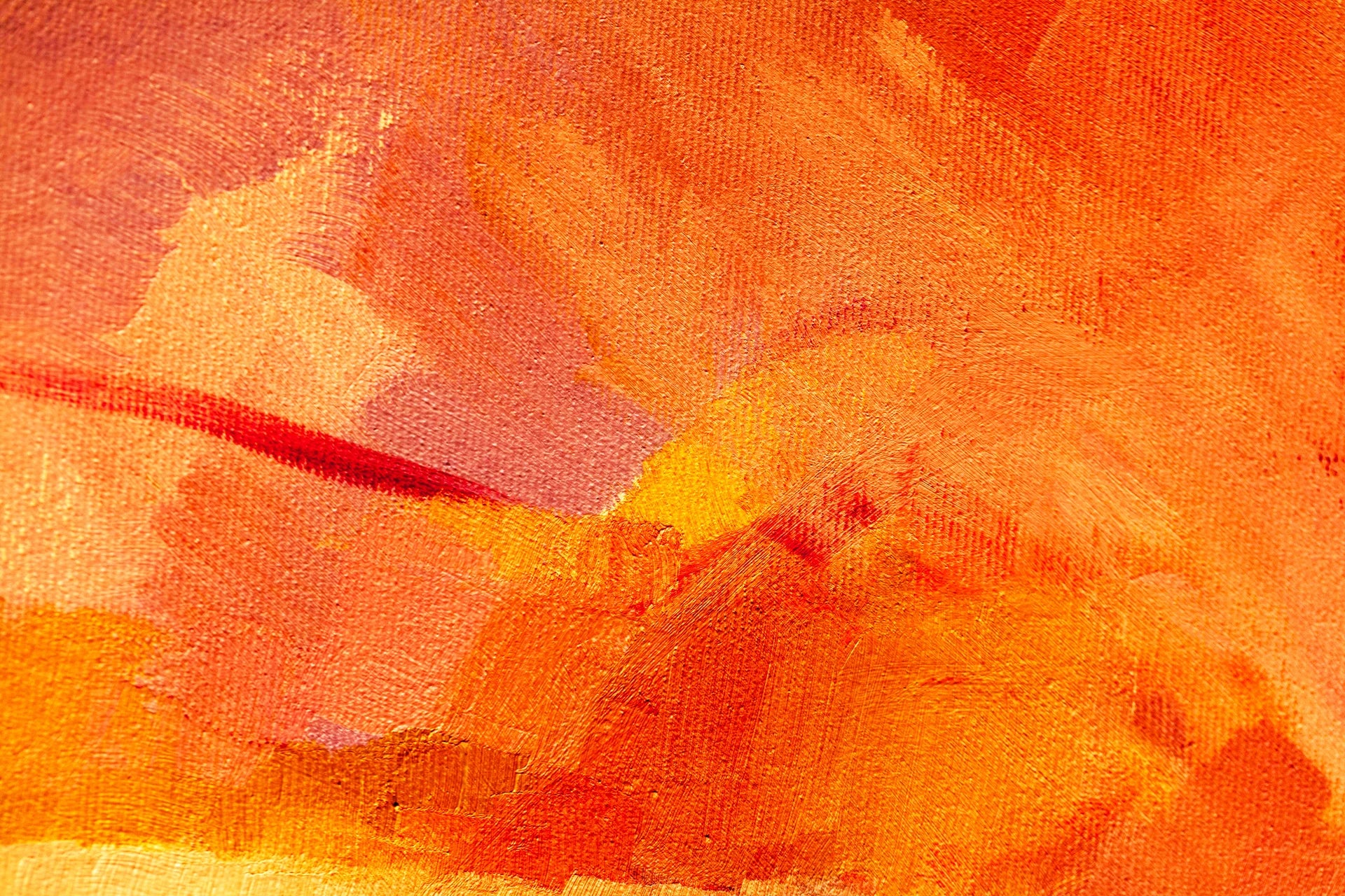 Molten Hour warm orange painterly abstract wallpaper creating ambiance in a serene bathroom