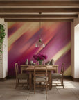 Molten Streak vibrant sunset abstract as a feature wall in a bright home office