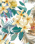 Smooth cream frangipani floral peel and stick wallpaper - Moon Garden