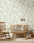 Morning Haze serene blue abstract wallpaper bringing warmth to a peaceful nursery