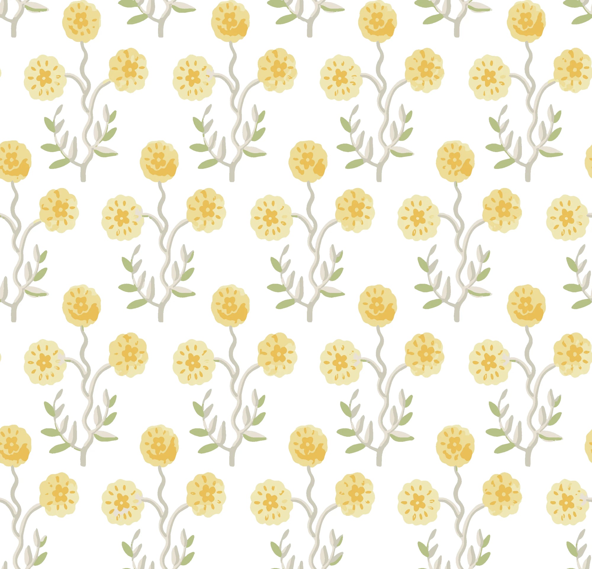 Morning Meadow yellow floral peel and stick wallpaper