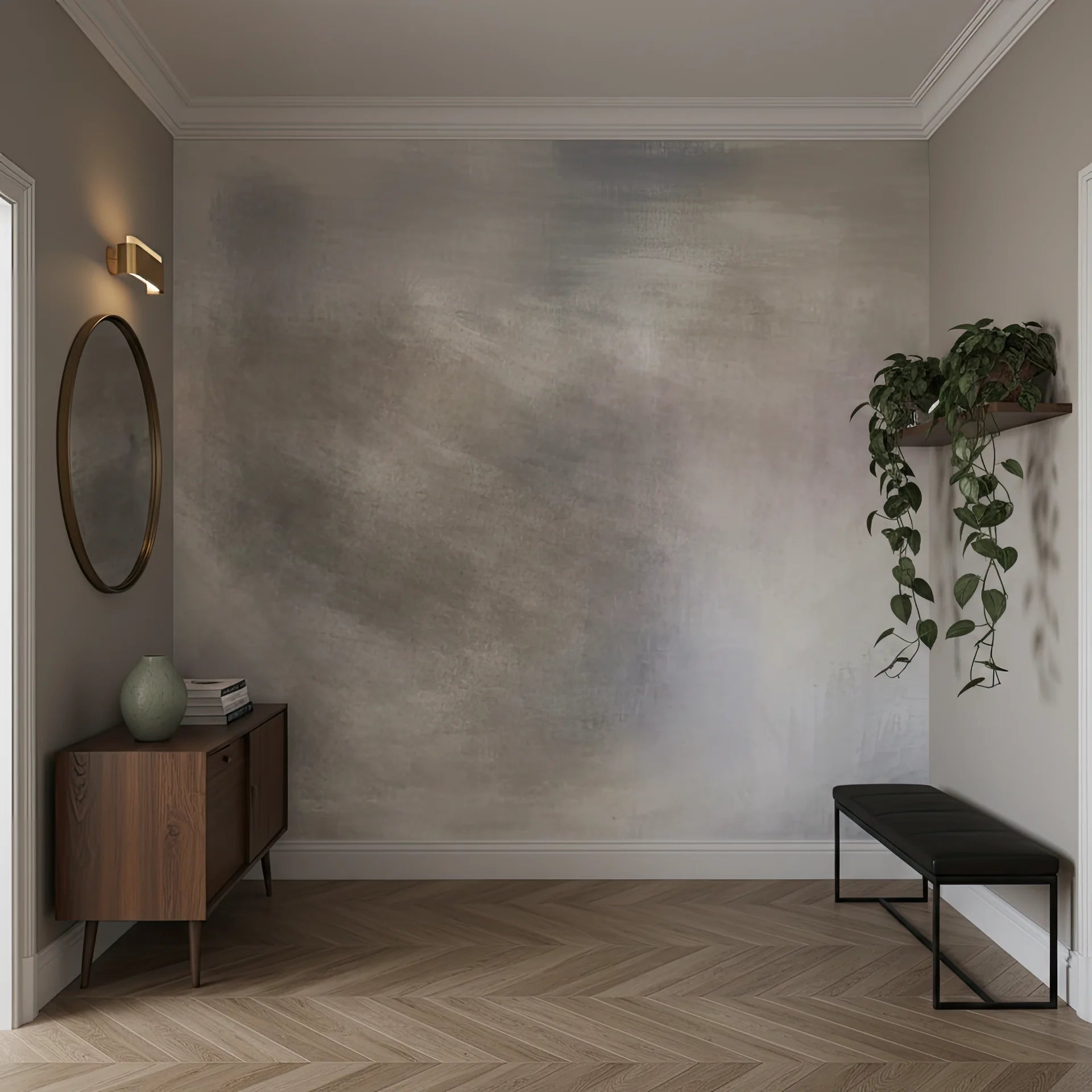 Calm layered wallpaper creating subtle visual depth