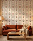 Mughal Garden ornate floral wallpaper adding character to a cozy bedroom