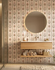 Mughal Garden ornate floral wallpaper creating ambiance in a serene bathroom