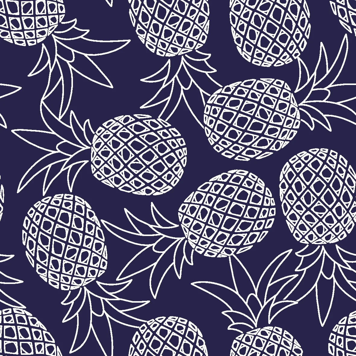 Textured navy blue pineapple print peel and stick wallpaper - Navy Bounty
