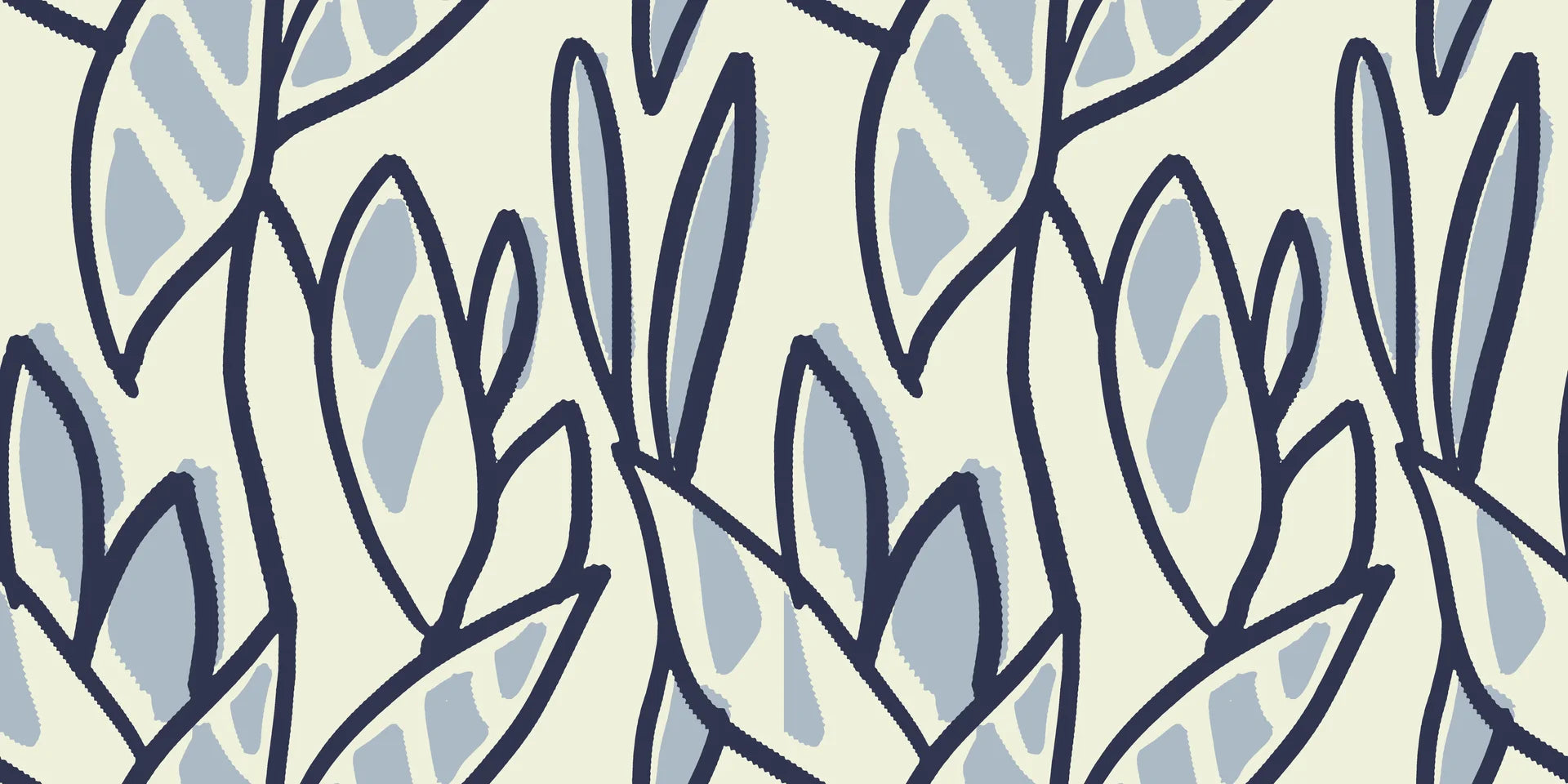 Textured navy blue leaf silhouette peel and stick wallpaper - Navy Frond