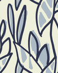 Textured navy blue leaf silhouette peel and stick wallpaper - Navy Frond