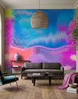Smooth vibrant blue pink abstract wave peel and stick wallpaper - Neon Tide