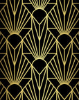 Noir Sunrise black and gold art deco sunburst wallpaper