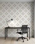 Nomad Scatter boho geometric triangle wallpaper as a feature wall in a bright home office