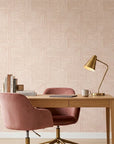 Nomad Stripe artistic wave wallpaper as a feature wall in a bright home office