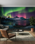 Aurora borealis dancing across night sky removable wallpaper