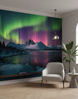 Celestial dance of aurora borealis lights removable wall mural