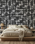 Obsidian Quarry grey abstract peel and stick wallpaper adding character to a cozy bedroom