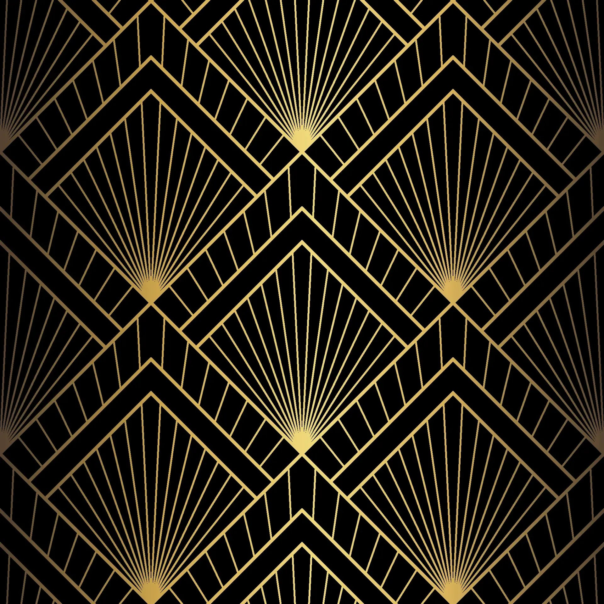 Obsidian Radiance black and gold geometric fan wallpaper