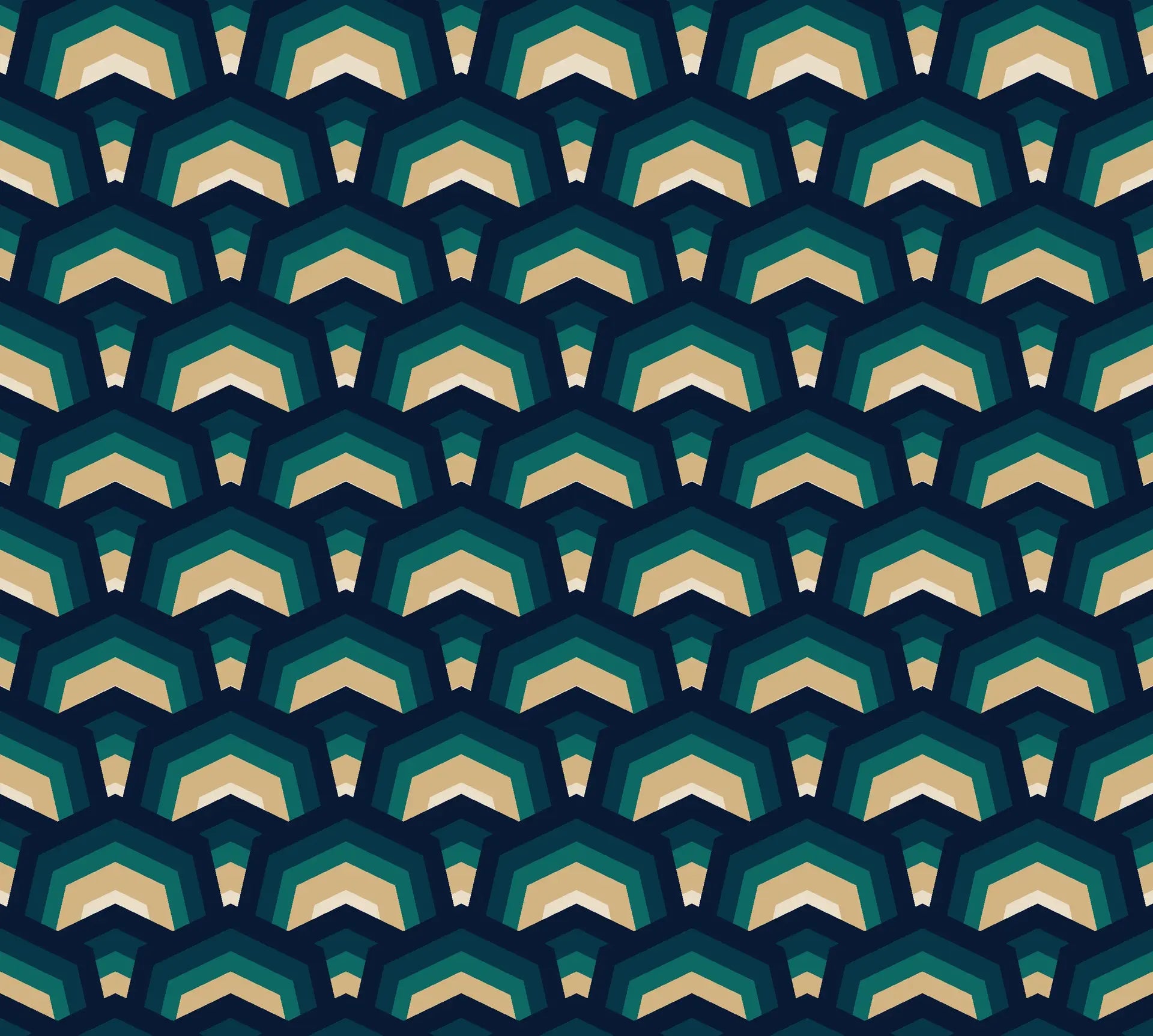 Ocean Fortress teal and navy geometric scale wallpaper