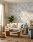 Ocean Static restless coastal texture wallpaper in a warm and inviting living room