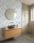 Ocean Static restless coastal texture wallpaper as a feature wall in a bright home office