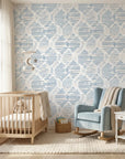 Ocean Static restless coastal texture wallpaper creating ambiance in a serene bathroom