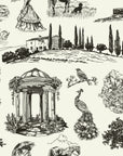 Matte black French toile scenes peel and stick wallpaper - Old World Grace
