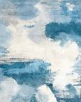 Open Blue serene blue cloudscape abstract wallpaper creating ambiance in a serene bathroom