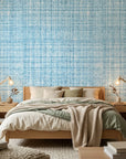 Open Water blue abstract texture wallpaper adding character to a cozy bedroom