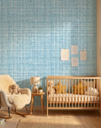 Open Water blue abstract texture wallpaper bringing warmth to a peaceful nursery