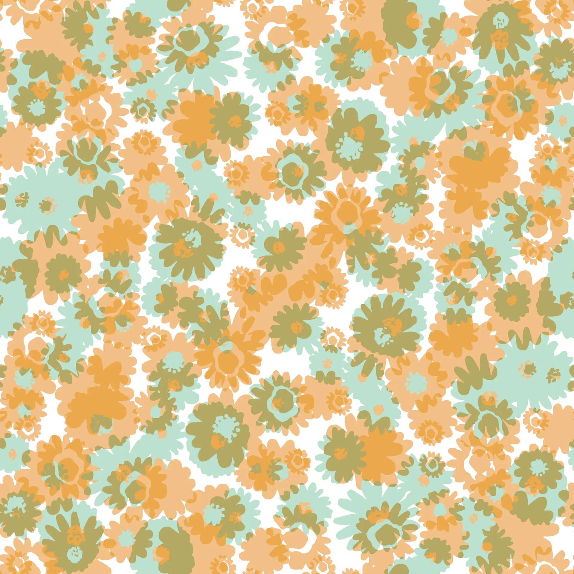 Orchard Zest retro floral peel and stick wallpaper