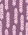 Smooth pink hanging leaves on purple peel and stick wallpaper - Orchid Veil