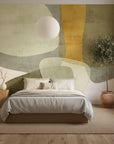 Organic Terrain olive and amber modern abstract in a warm and inviting living room
