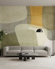 Organic Terrain olive and amber modern abstract adding character to a cozy bedroom