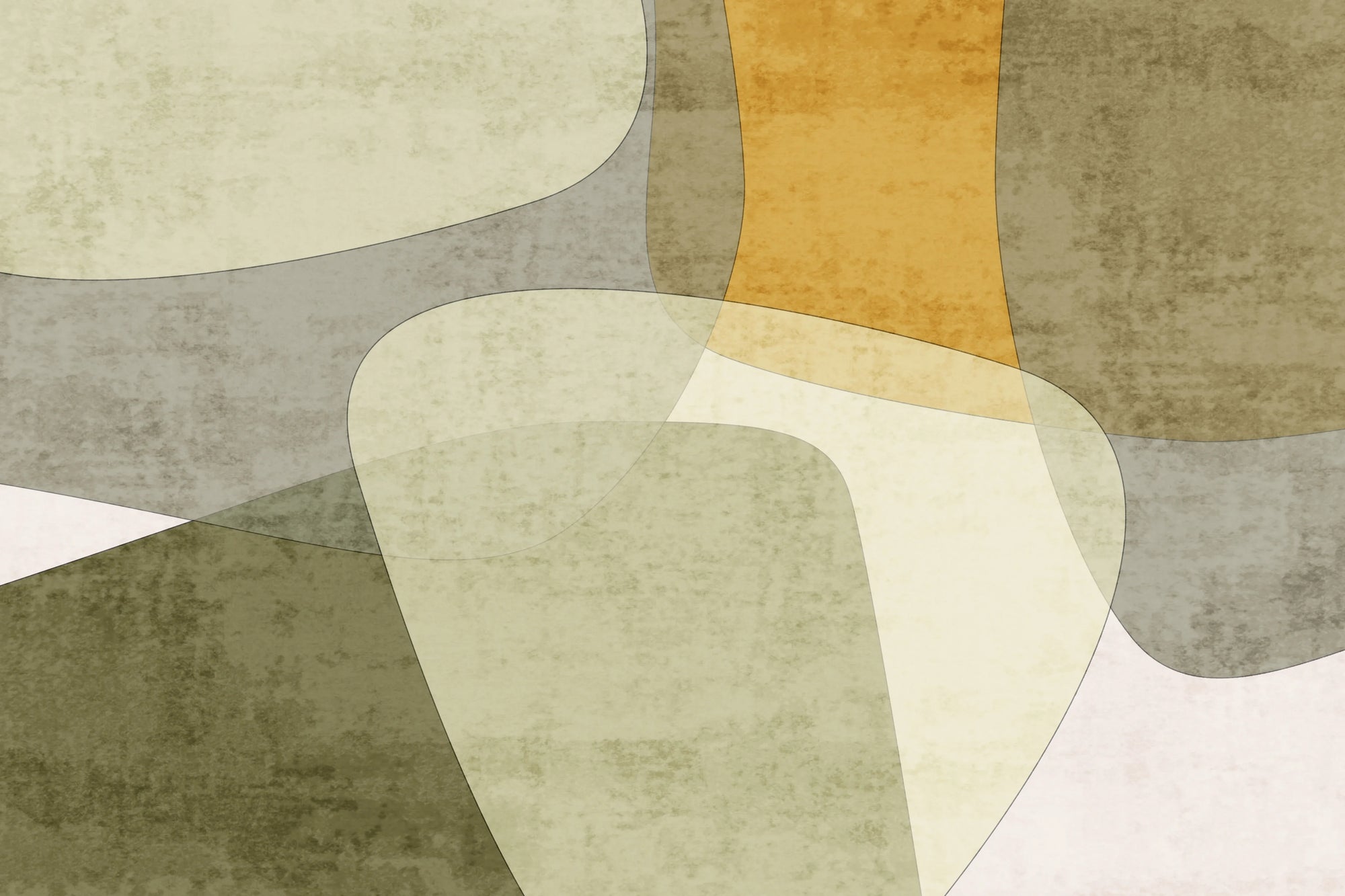 Olive and amber modern organic shape peel and stick wallpaper - Organic Terrain