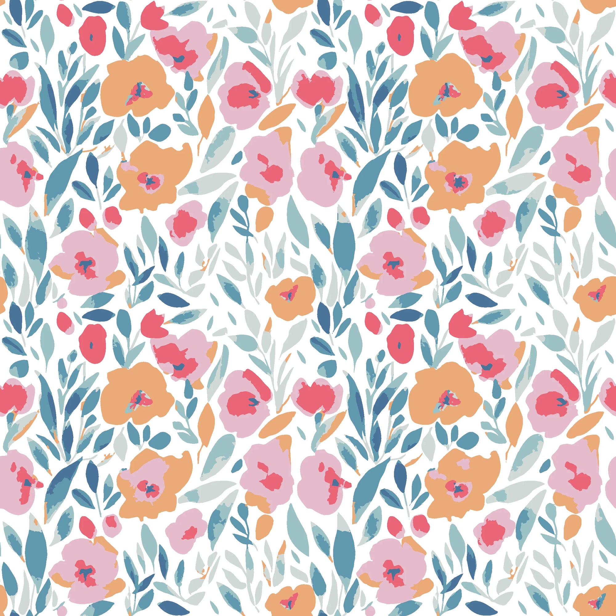 Painted Blooms pastel floral peel and stick wallpaper